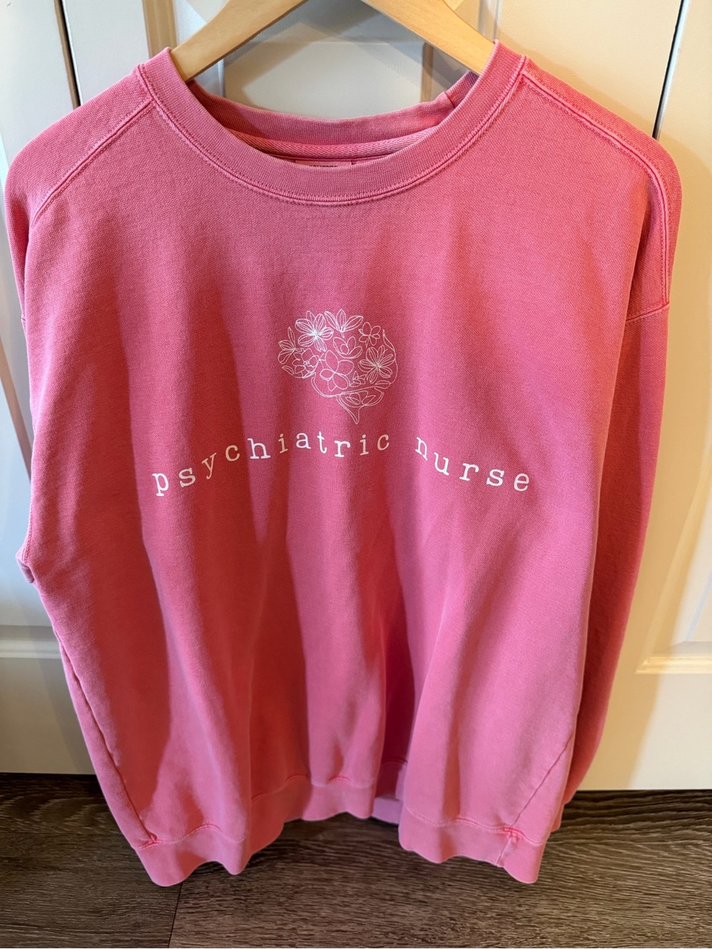 Comfort Colors Pink "Psychiatric Nurse" Crewneck Sweatshirt